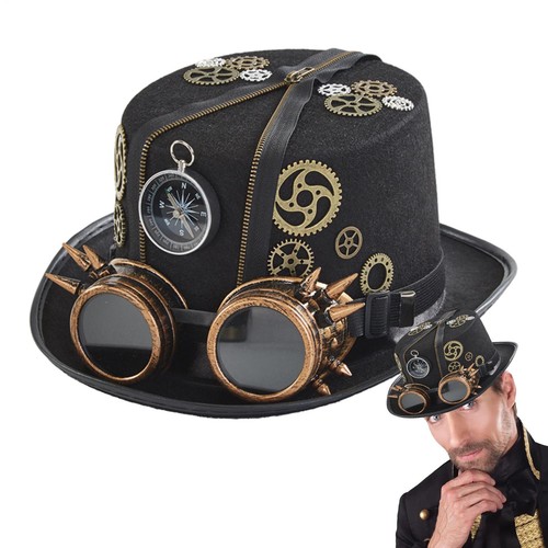 Men steampunk hat with goggles - hat,