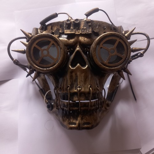 Gold steampunk skull mask - gold,