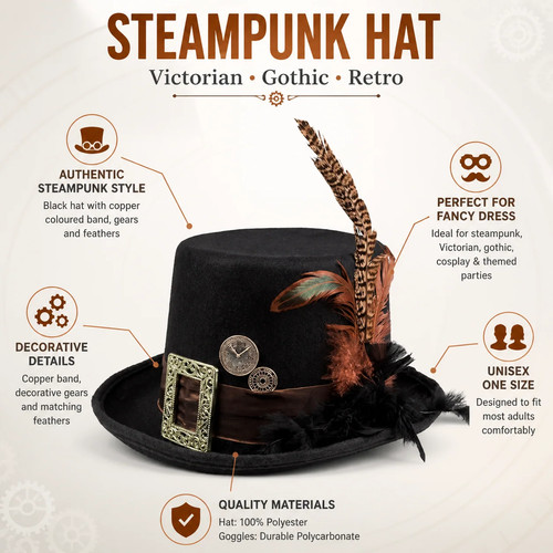 Steampunk fancy dress hat - dress,