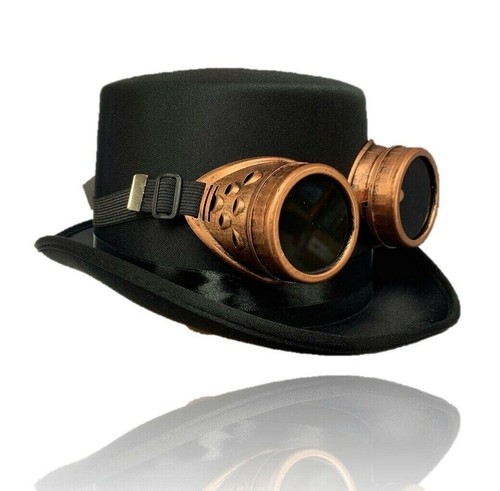 Black top hat - top, goggles