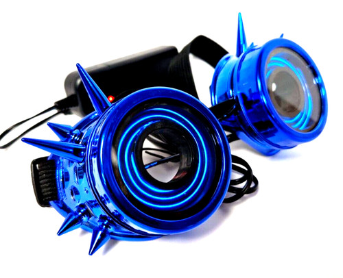 Blue led goggles - led, steampunk