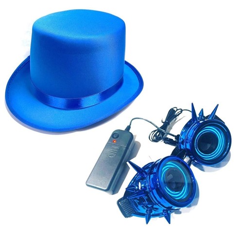 Blue satin top hat - satin,