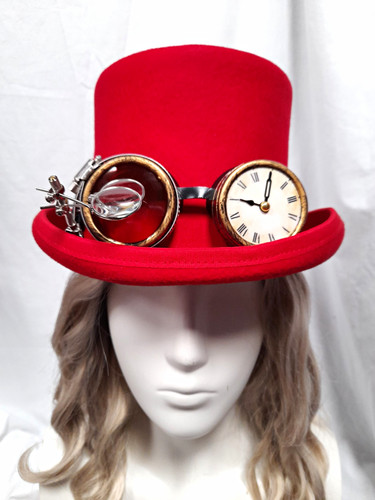 Red steampunk top hat - top, with