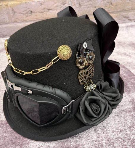 Black steampunk top hat - steampunk,
