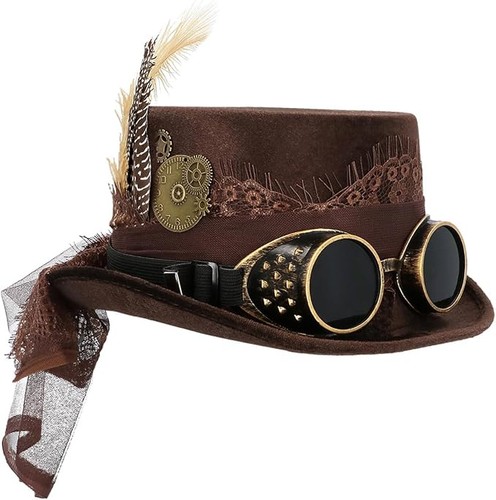 Deluxe steampunk top hat with - top,